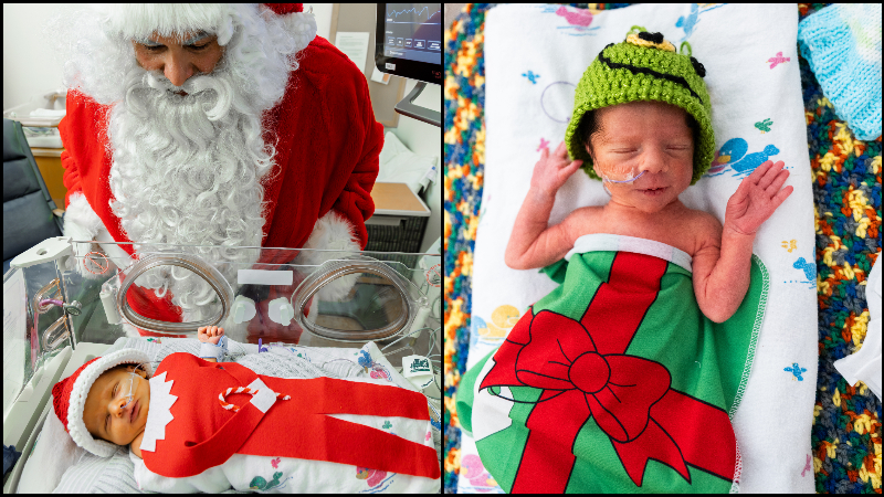 Santa visits babies in NICU at Women & Infants